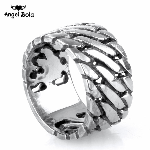 Angel Bola Punk Biker Jewelry Wide Chain Ring Buddha Ring Rock Titanium Stainless Steel Ring Hot Sale Finger Art Retro Drop Shipping