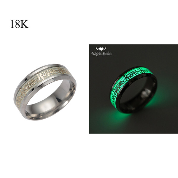 Lord of The Ring Glow In The Dark Gold Inlay Green Background Fashion Silver Men Woman Rings Fluorescent Glowing