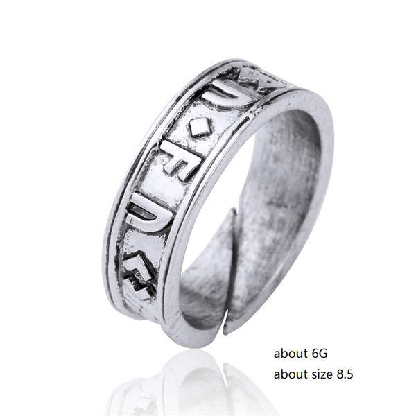 Lemegeton Hotsale Wholesale Simple Design Antique Silver Color Vintage Viking Style Norse Iceland Runes Ring for Women Men Free Shipping