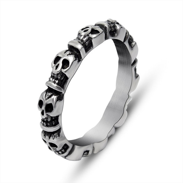 Retro Skulls Full Circle Finger End Ring Rings Men and Women Wearing Rings Individuals Individual Tide Men's Rings