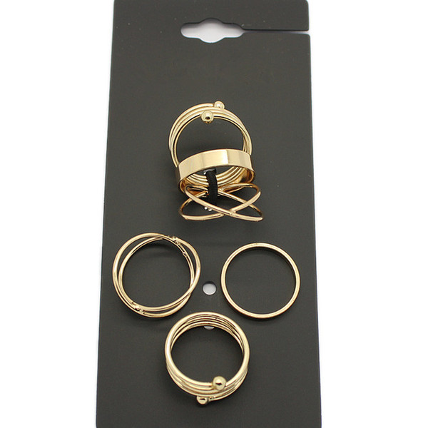 idealway New In fashion style simple gold plated alloy mix size midi set rings 6pcs/set