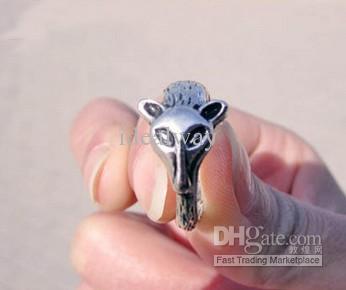 idealway Vintage Style Silver bronze Fox Ring Animal Jewelry 1pcs/lot 2 colors mix unisex jewelry