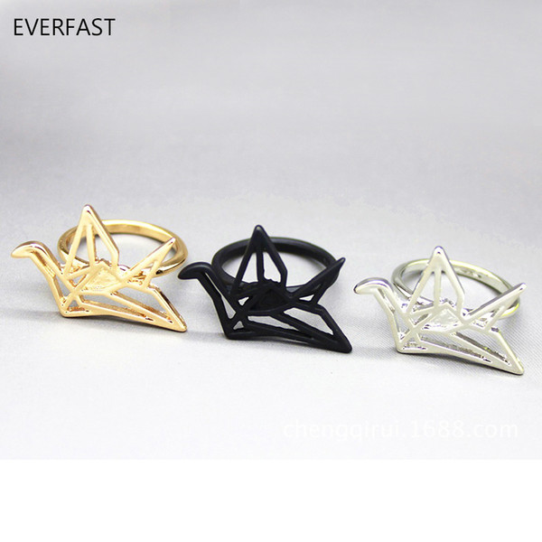 Funny Cute Little Bird Origami Crane Ring Mix Color Statement Wedding Rings For Women Girls Casual Jewelry Free Shipping Ring EFR110