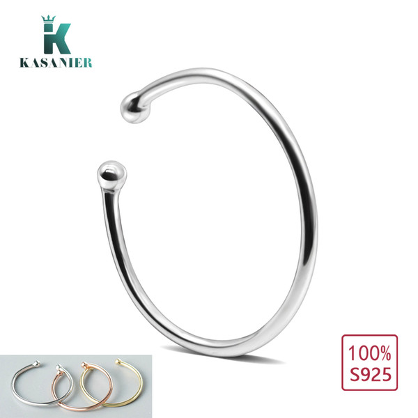 KASANIER 100% 925 Sterling Silver Circular Ring Hollow Open Adjustable Ring Wear in Toes and Fingers and Nose 3 color options