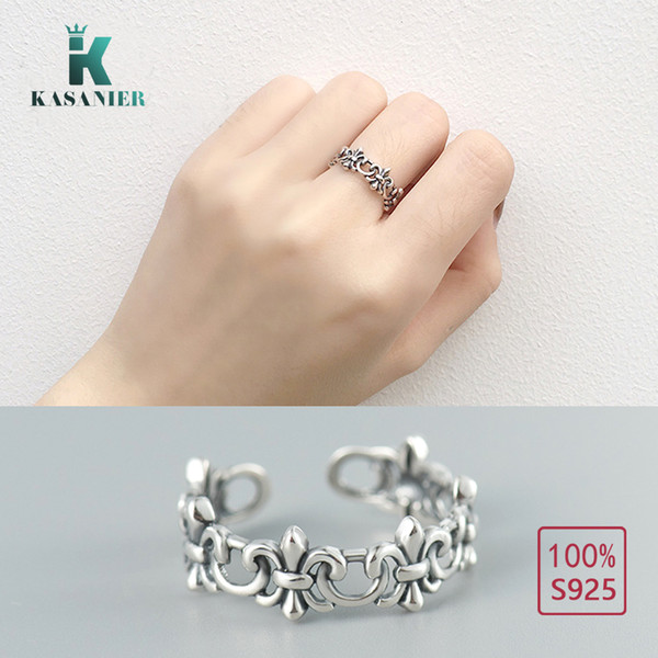 KASANIER S925 Sterling Silver Infinite Knuckle Opening Rings for woman and men Ethnic Geometric Pattern Rings and Jewelry gift