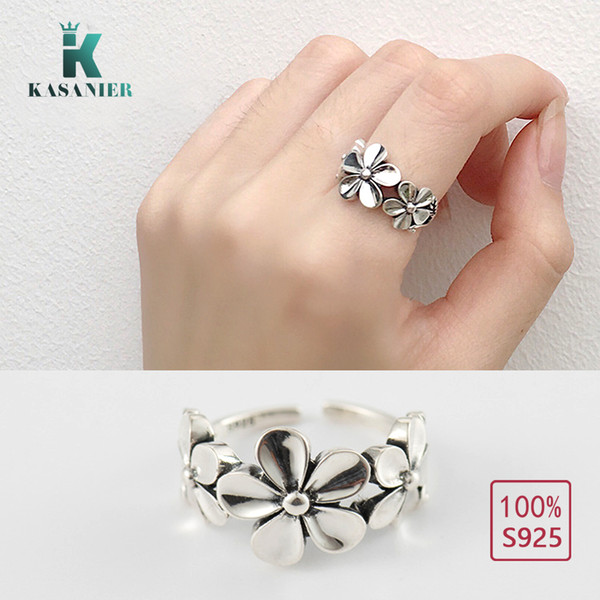 KASANIER 2018 New 925 Sterling silver jewelry Bloom flower ring women jewelry gifts wholesale and retail top quality jewelry