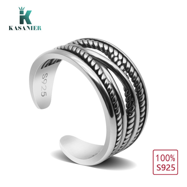 KASANIER 1pcs 100% 925 sterling silver ring Fashion Unisex Personality Pure siver Rings Opening rings K-JZ0111