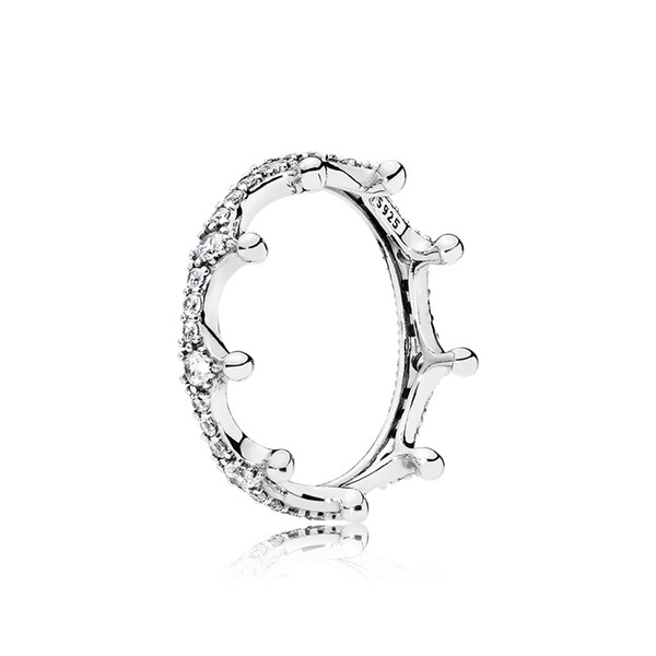 New fashion design Authentic 925 Sterling Silver Crown Rings Logo Original box for Pandora CZ diamond Women RING