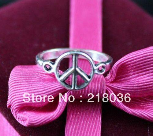 Fashion Vintage Silver 50PCS Alloy Hollow Peace Sign Ring Finger Nail Rings Finger Lord Of The Rings DIY Jewelry 18mm N621