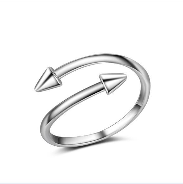 Fashion New 925 Sterling Silver Nail Arrow Rings Point Charms Opening Adjustable Tail Ring For Women JZ126