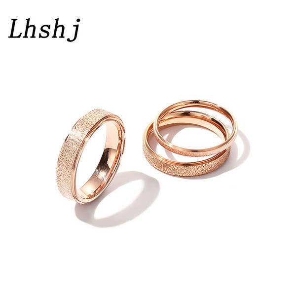 Trendy round rose gold ring female stainless steel Scrub finger rings for women 1 pcs dropshipping accessiors gift