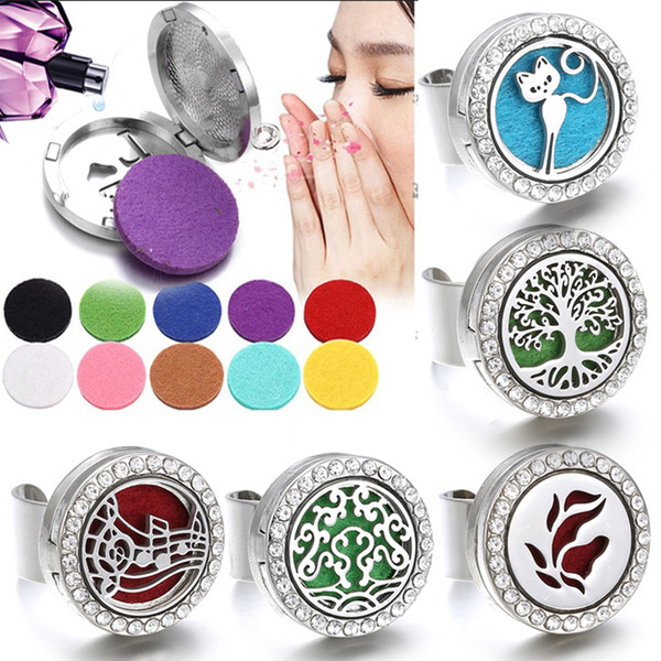 New Essential Oil Diffuser Jewelry Butterfly Aromatherapy Ring Adjustable Stainless Steel Perfume Magnetic Open Locket Ring