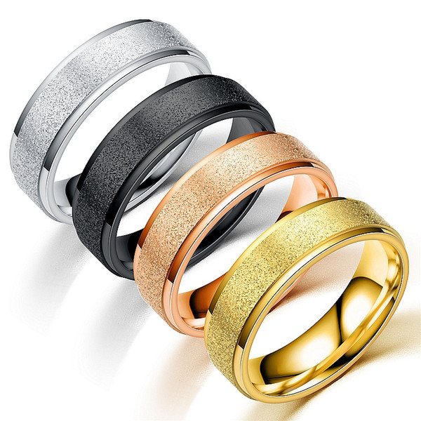 Frosted Ring Stainless Steel Dull Polish Ring Silver Gold Rainbow Rings Band Rings Women Men Jewelry Will and Sandy Drop Ship