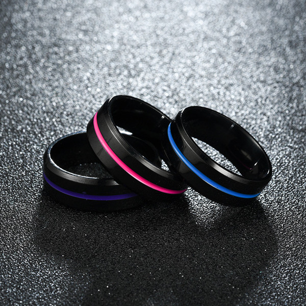 Stainless Steel Black Ring Blue Purple Enamel Ring Band Rings Fashion Jewelry Gift Will and Sandy Drop Shipping 3 Colors