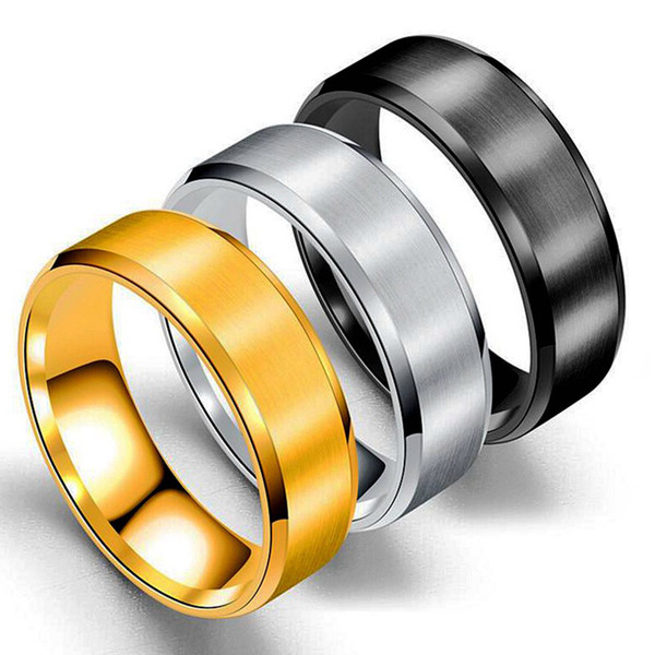 Stainless Steel Blank Ring Gold Black Matt Art Ring Band Rings Women Men Fashion Jewelry drop shipping