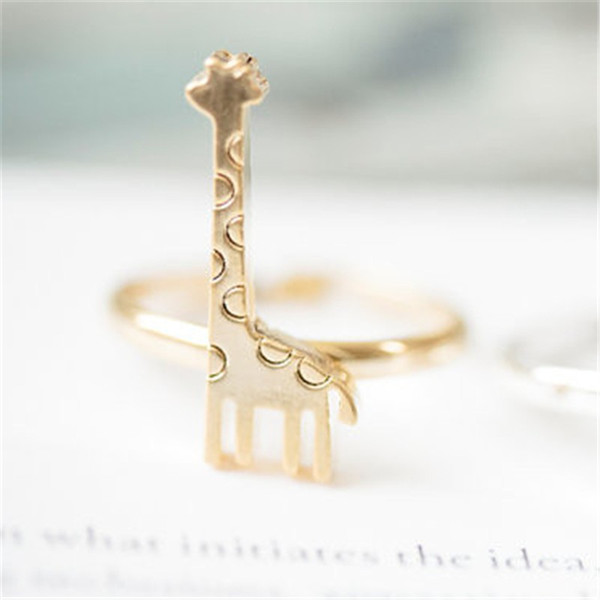 2018 Fashion The latest elements rings for girls cute giraffe rings Gold-color rings for women wholesale