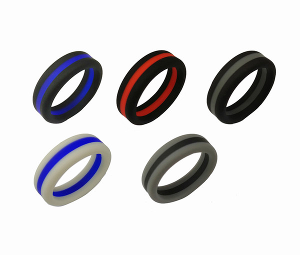 Double Color Silicone Wedding Rings 8mm Flexible Sport Band Ring for Women Men Comfortable Fit Lightweigh Ring Multi Colors