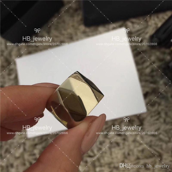 Popular fashion brand High version Golden Lingge ring for lady Design Women Party Wedding Luxury Jewelry for Bride with BOX.