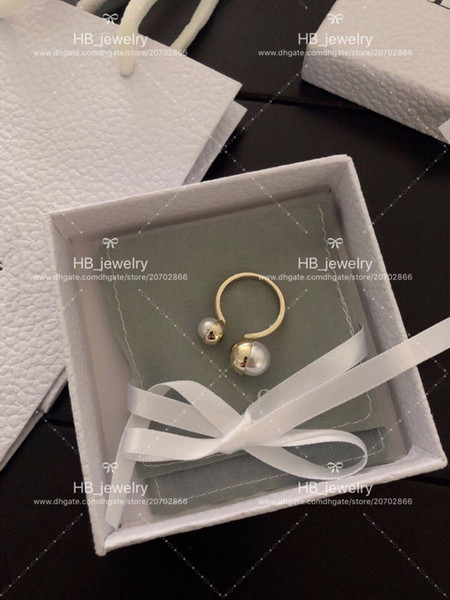 Popular fashion brand High version Pearl ring for lady Design Women Party Wedding Lovers gift Luxury Jewelry for Bride With BOX