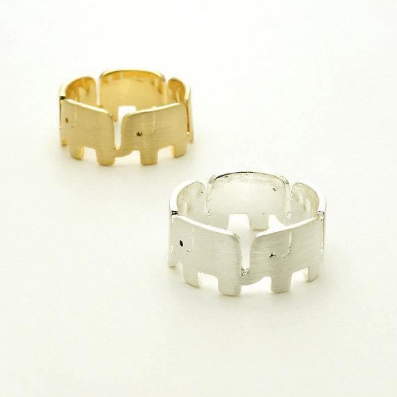 Wrapped Lucky Elephant Ring Linked Around Elephants Rings Cute Wide Animal Rings for Women Men jl-282