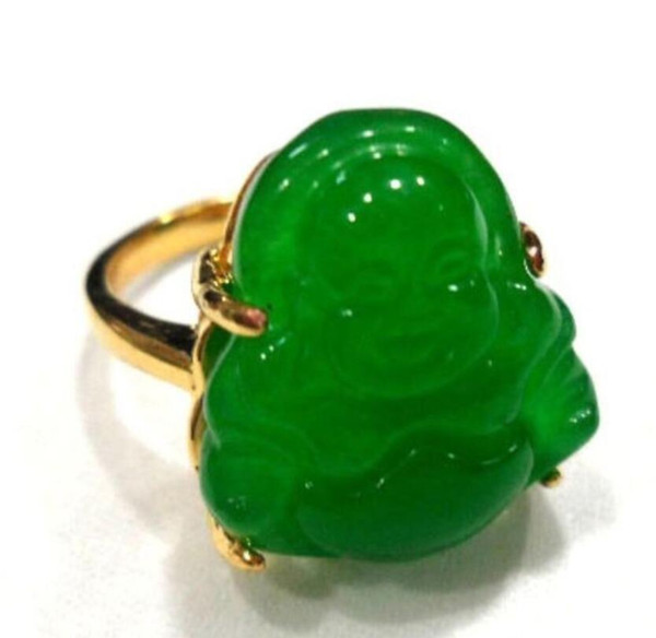 men/women's fancy carve green jades Buddha bless happy ring #7,8,9