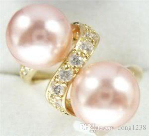 Jade crystal pearl ring free shipping > Noblest Silver Pink Shell Pearl Ring Size 7 8 9