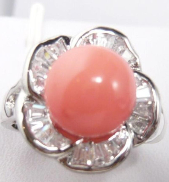 Fine pink sea shell pearl bead 18KGP ring(6,7,8,9 )