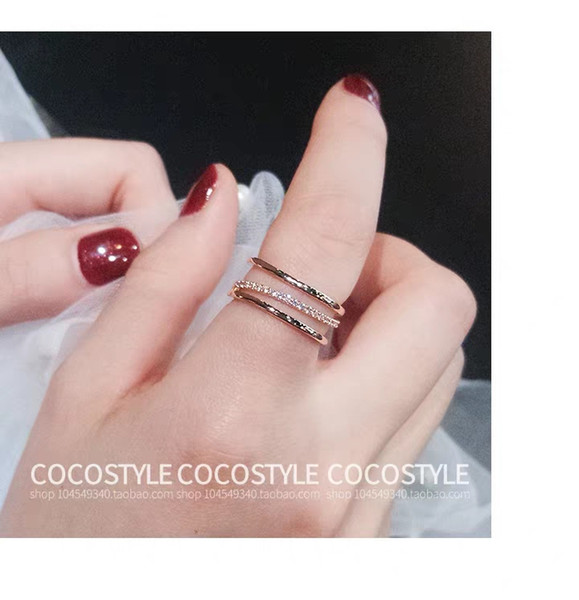 Opening adjustable Japanese style light luxury ring female personality fashion Japanese and Korean fashion students index finger web celebri