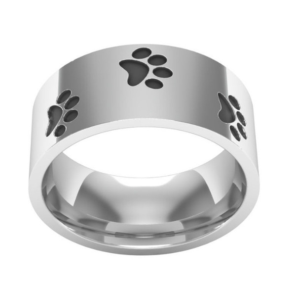 WLJ0503 Pet Paws Laser Cool Men Stainless Steel Ring Fashing Rings for Animal lovers