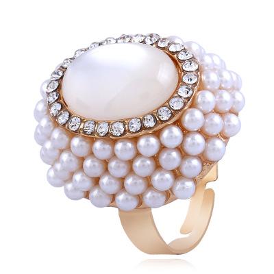 European Popular Pearl Rings Rhinston Alloy Band Ring For Wedding Pary Engagement Crystal Ring Women Fashional Jewelry Cheap Price