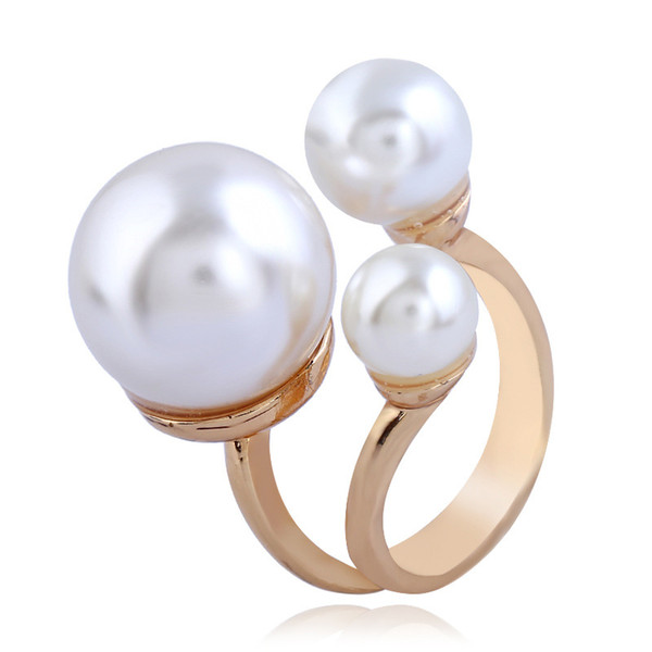 Women Beautiful Simple Band Ring Fashional Forefinger Pearl Band Ring For Wedding Gift White Color Three Sizes For Choose Nice Looking Ring