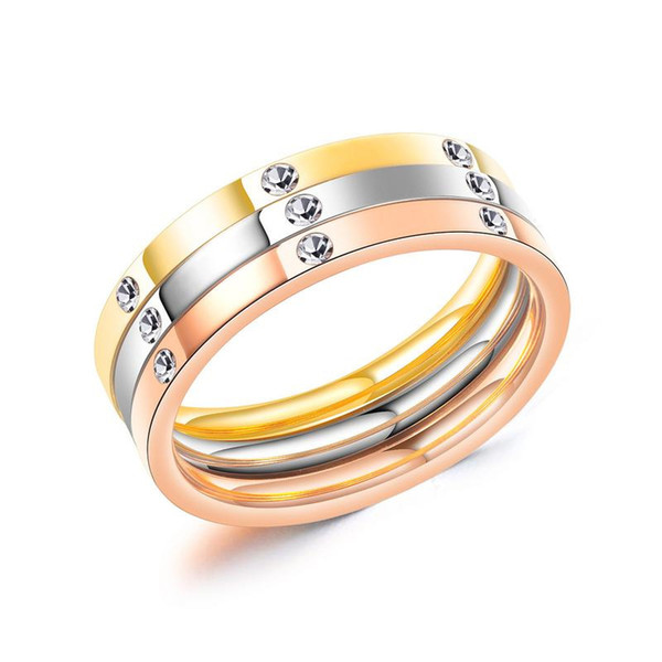 Titanium Steel Three-color Ring European and American Personality Fashion Three In One Lady Ring Fashion Trend Girl Gifts