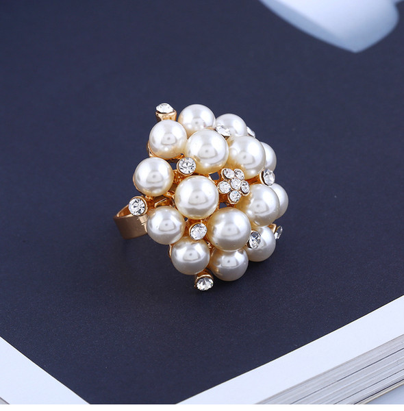 Fashional Band ring Pearl Rings For Women Wedding Ring Adjustable Forefinger Ring Rhinestone Alloy Jewelry AS Birthday Gift for Girl friend