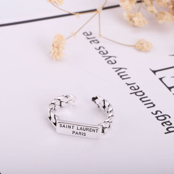 France 19ss Y L Logo Women's Silver Ring No Box Fashion Women Adjustable Rings Hip Hop Men's Finger Ring