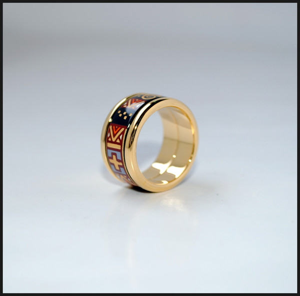 Klimt Series rings 18K gold-plated enamel round rings Top quality ring for women Wedding rings for gift