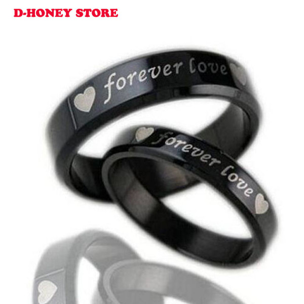 Hot sale Fashion Black Simple Men women Ring Jewelry titanium Steel Rings foreverlove letter lover's Ring