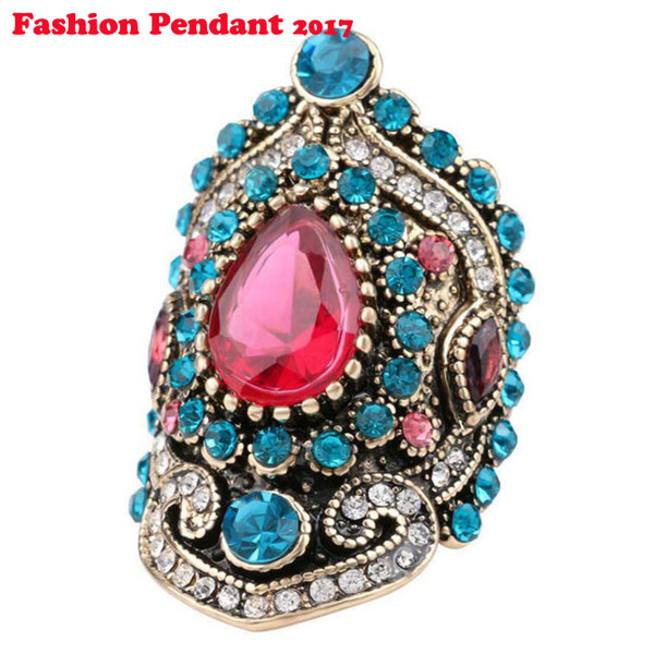 2017 Hotselling Retro style female ring blue crystal ring alloy fashion veteran rings for women free shipping