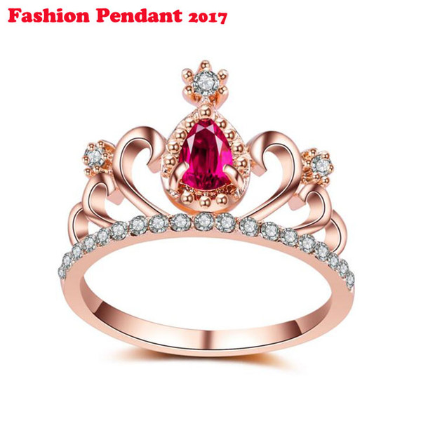 Crown Shaped Ring Rose Gold Color Rings for Women Fashion Color Aneis De Ouro alloy Jewelry