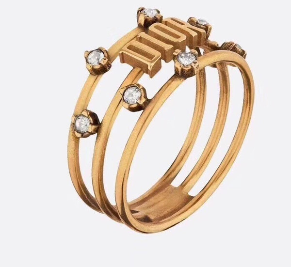 2019 spring and summer new explosion style fashion letters hollow three-layer same paragraph ring sterling silverin
