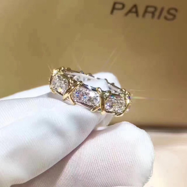 Women's Ring Classic Super Hot Diamond High-end Cross Gold Perfect Tall Temptation Can Not Stop Beautiful