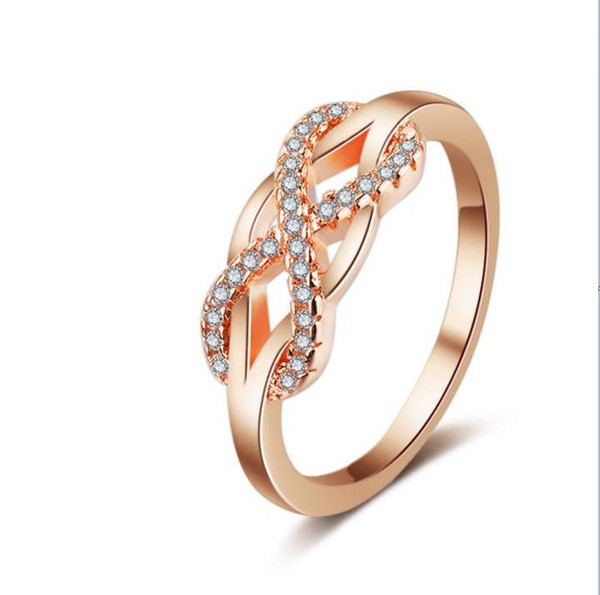 2.4 g Cubic Zirconia Infinity Symbol Ring CZ Forever Endless Love Promise Band Ring Eternity Friendship Band Rose Gold for Women Girls