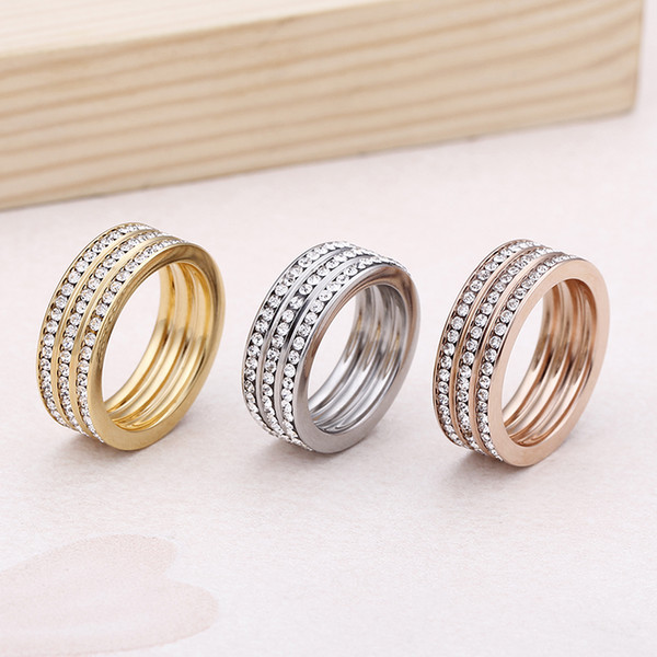 Wholesale 3rd Floor Large Zircon Ring For Women Female Stainless Steel Silver/Gold/Rose Gold Rings For Lady Jewelry