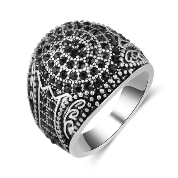 Men's ring silver plated full diamond high-end jewelry creative refers to the link gift free shipping