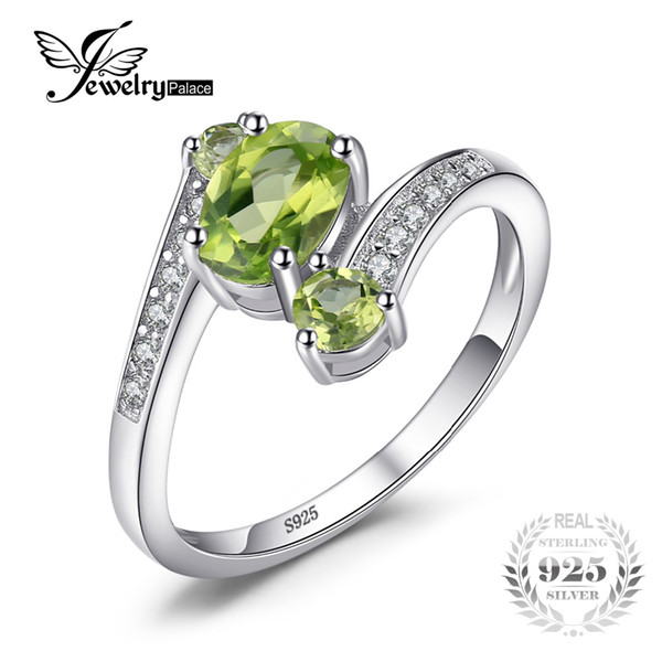 JewelryPalace 3 Stones Natural Peridot Ring Gemstone Solid 925 Sterling Silver Women Hot Fabulous Vintage Charm Fine Jewelry