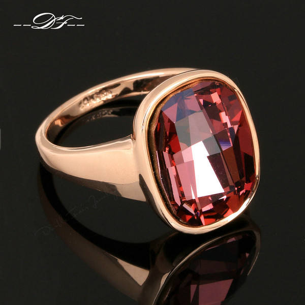 Big Red Austrilian Crystal Finger Rings Rose Gold Color Fashion Brand Crystal Jewelry For Women Wholesale DFR124