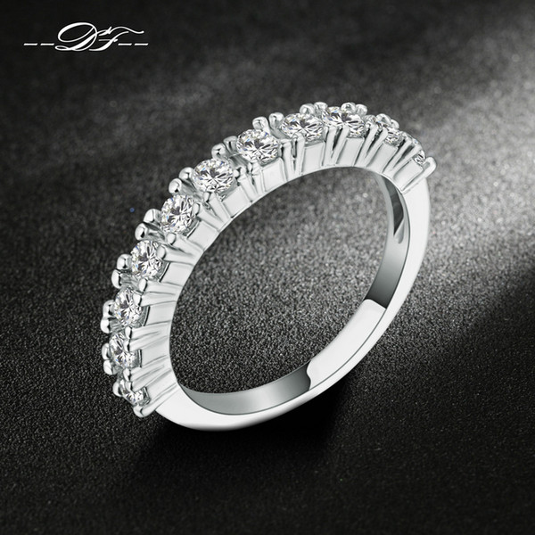 Luxury Silver Color Cubic Zirconia Half Circle Pave Finger Rings Fashion Wedding&Engagement Ring Jewelry For Women DFR589