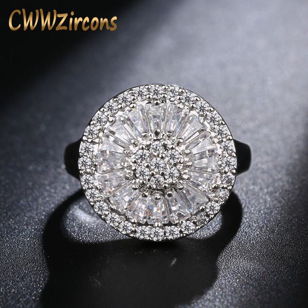 CWWZircons High Quality Wedding Band Round Shape Channel Setting Shiny Cubic Zirconia Luxury Big Rings For Women R032