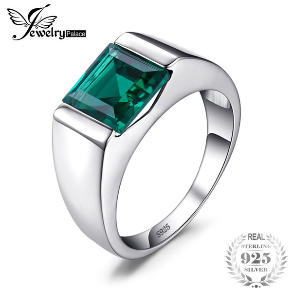 Jewelrypalace Classic Fashion 2.34ct Emerald Wedding Ring For Mens Set Genuine 925 Solid Sterling Sliver Fine Jewelry Q190416