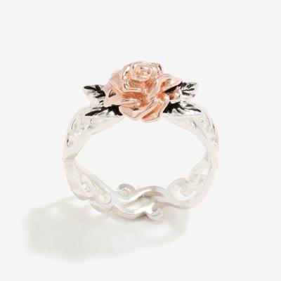 Exquisite Two Tone Floral Ring Solid Fashion Flower Jewelry Proposal Anniversary Gift Engagement Wedding Band Rings for Women 394