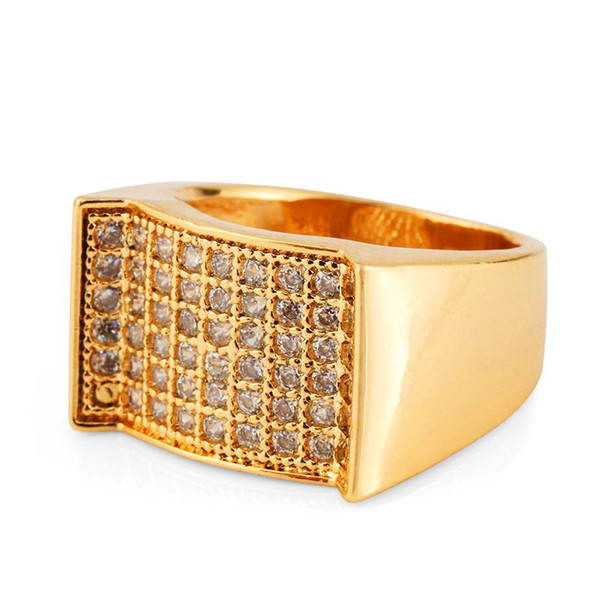 Hot Sales Brand Design Gold Plated Rings For Men Women Fashion Luxury Hip Hop Zircon Ring Full Diamond Ring Fine Jewelry